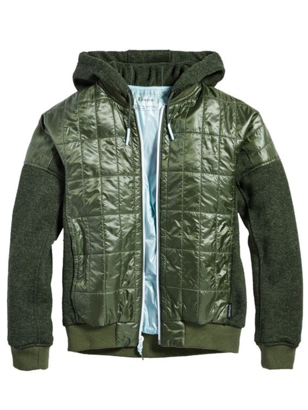 Cotopaxi Kusa Hybrid Insulated Quilted Hooded Jacket Olive Green Llama-Small